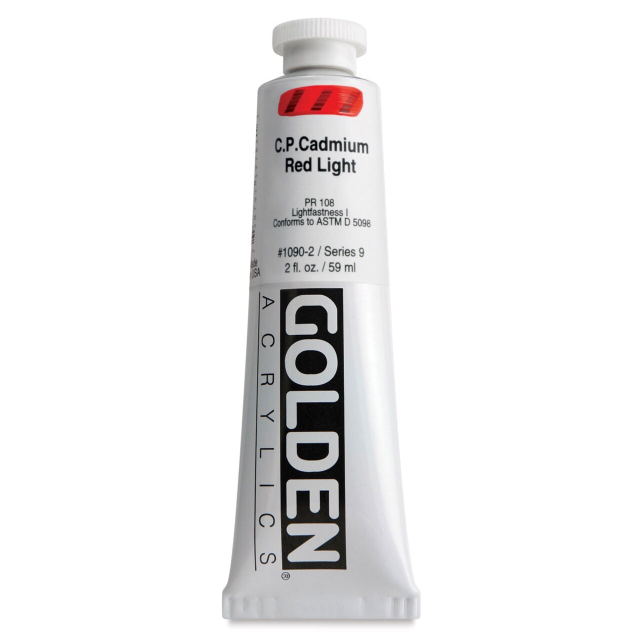 Golden Heavy Body Artist Acrylics - Cadmium Red Light, 2 oz Tube